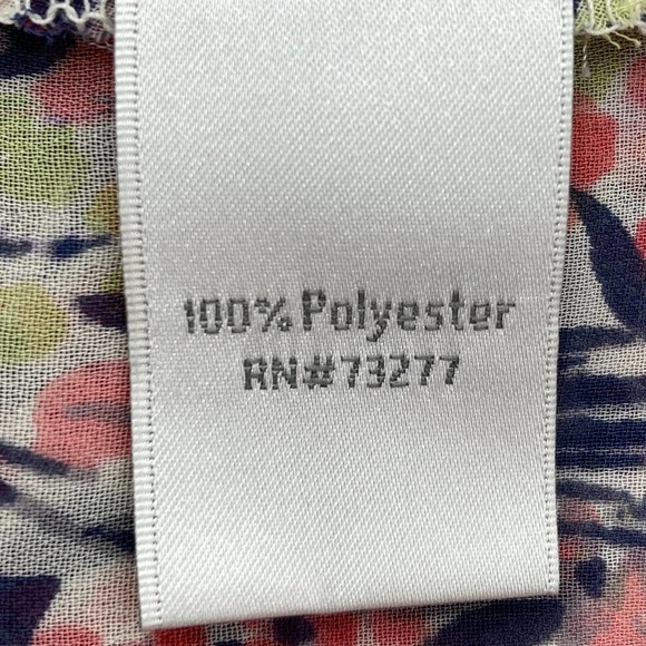 LC Lauren Conrad Button Front Floral Print Tie Front Roll-Up Sleeve Blouse - Picture 8 of 9